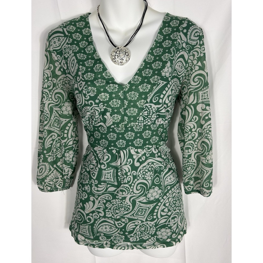 Vintage Apt 9 Nylon Mesh Babydoll Top Size M Kelly Green Y2K Forest Fairy Grunge